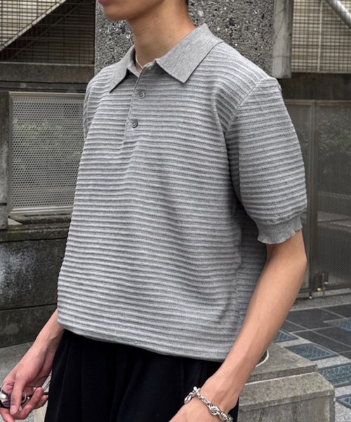 Chikashitsu +(チカシツプラス)の「【Chikashitsu +】Dry-Touch Rib Knit Polo (2color) / 【チカシツプラス】ドライタッチリブニット半袖ポロシャツ(ポロシャツ・メンズ・ブラック・ONE SIZE)」の21枚目の写真