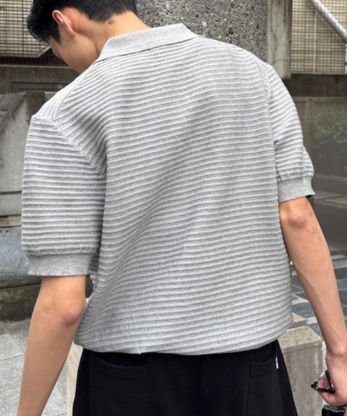 Chikashitsu +(チカシツプラス)の「【Chikashitsu +】Dry-Touch Rib Knit Polo (2color) / 【チカシツプラス】ドライタッチリブニット半袖ポロシャツ(ポロシャツ・メンズ・ブラック・ONE SIZE)」の22枚目の写真