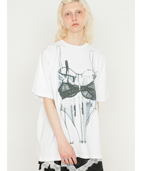 SORIN（ソリン　）の「【ご好評につき追加生産決定】Bra Printed Big T-shirt/ブラプリント ビッグTシャツ（Tシャツ/カットソー・レディース・ホワイト/グレー・38）」の8枚目の写真