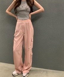 ウエストベルト付き ルーズ ストレート カーゴパンツ