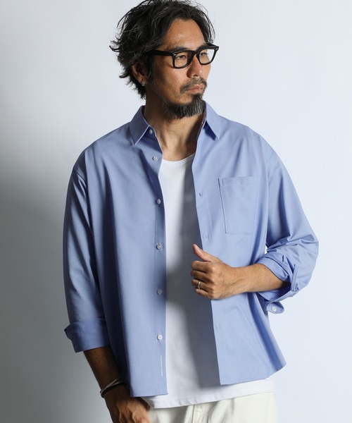 The DUFFER of ST.GEORGE(ザダファーオブセントジョージ)の「HIGH GAUGE CUT-SEWN SHIRT:ハイゲージ カットソーシャツ/ 速乾 / クールビズ / ビジカジ(シャツ/ブラウス・メンズ・サックスブルー/ネイビー/ホワイト・SMALL/X-LARGE/LARGE/MEDIUM)」の3枚目の写真