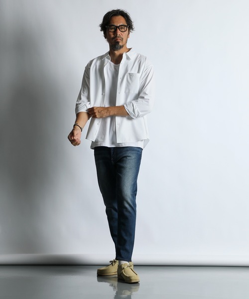 The DUFFER of ST.GEORGE(ザダファーオブセントジョージ)の「HIGH GAUGE CUT-SEWN SHIRT:ハイゲージ カットソーシャツ/ 速乾 / クールビズ / ビジカジ(シャツ/ブラウス・メンズ・サックスブルー/ネイビー/ホワイト・SMALL/X-LARGE/LARGE/MEDIUM)」の5枚目の写真