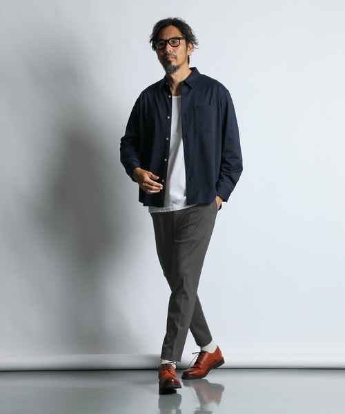 The DUFFER of ST.GEORGE(ザダファーオブセントジョージ)の「HIGH GAUGE CUT-SEWN SHIRT:ハイゲージ カットソーシャツ/ 速乾 / クールビズ / ビジカジ(シャツ/ブラウス・メンズ・サックスブルー/ネイビー/ホワイト・SMALL/X-LARGE/LARGE/MEDIUM)」の7枚目の写真