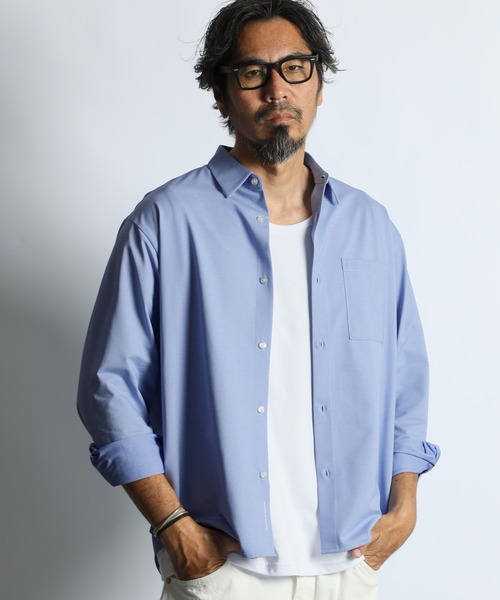The DUFFER of ST.GEORGE(ザダファーオブセントジョージ)の「HIGH GAUGE CUT-SEWN SHIRT:ハイゲージ カットソーシャツ/ 速乾 / クールビズ / ビジカジ(シャツ/ブラウス・メンズ・サックスブルー/ネイビー/ホワイト・SMALL/X-LARGE/LARGE/MEDIUM)」の8枚目の写真