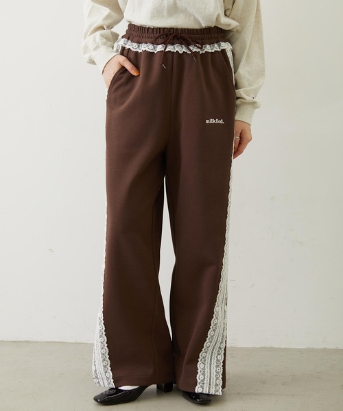 MILKFED.（ミルクフェド）の「LACE LINE PANTS（スウェットパンツ・レディース・ブラック/グレー/ブラウン・M/S）」の3枚目の写真