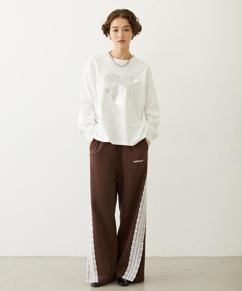MILKFED.（ミルクフェド）の「LACE LINE PANTS（スウェットパンツ・レディース・ブラック/グレー/ブラウン・M/S）」の9枚目の写真