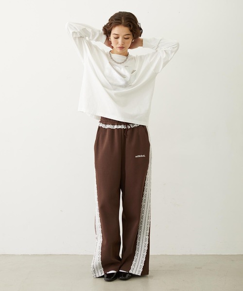 MILKFED.（ミルクフェド）の「LACE LINE PANTS（スウェットパンツ・レディース・ブラック/グレー/ブラウン・M/S）」の11枚目の写真