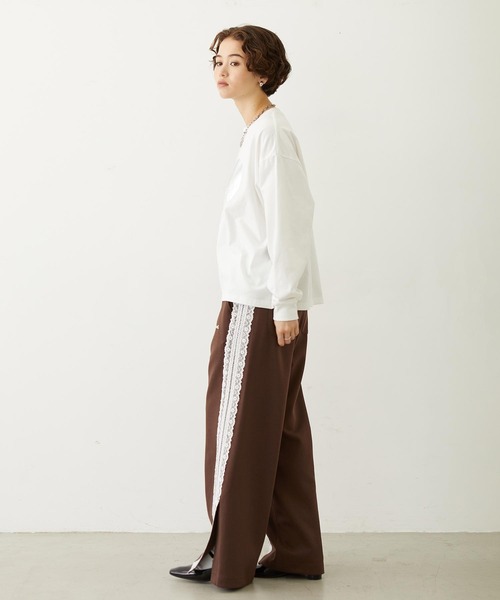 MILKFED.（ミルクフェド）の「LACE LINE PANTS（スウェットパンツ・レディース・ブラック/グレー/ブラウン・M/S）」の13枚目の写真