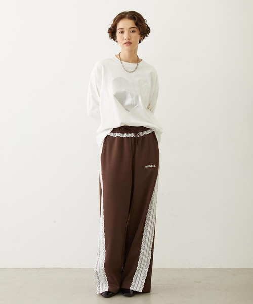 MILKFED.（ミルクフェド）の「LACE LINE PANTS（スウェットパンツ・レディース・ブラック/グレー/ブラウン・M/S）」の15枚目の写真