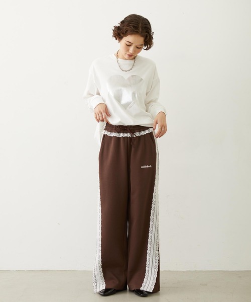 MILKFED.（ミルクフェド）の「LACE LINE PANTS（スウェットパンツ・レディース・ブラック/グレー/ブラウン・M/S）」の16枚目の写真