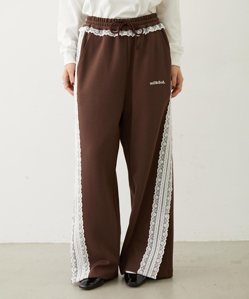 MILKFED.（ミルクフェド）の「LACE LINE PANTS（スウェットパンツ・レディース・ブラック/グレー/ブラウン・M/S）」の4枚目の写真