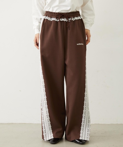 MILKFED.（ミルクフェド）の「LACE LINE PANTS（スウェットパンツ・レディース・ブラック/グレー/ブラウン・M/S）」の5枚目の写真
