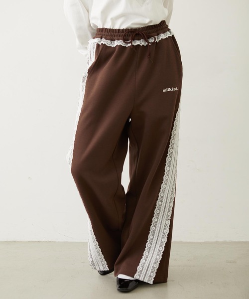 MILKFED.（ミルクフェド）の「LACE LINE PANTS（スウェットパンツ・レディース・ブラック/グレー/ブラウン・M/S）」の6枚目の写真
