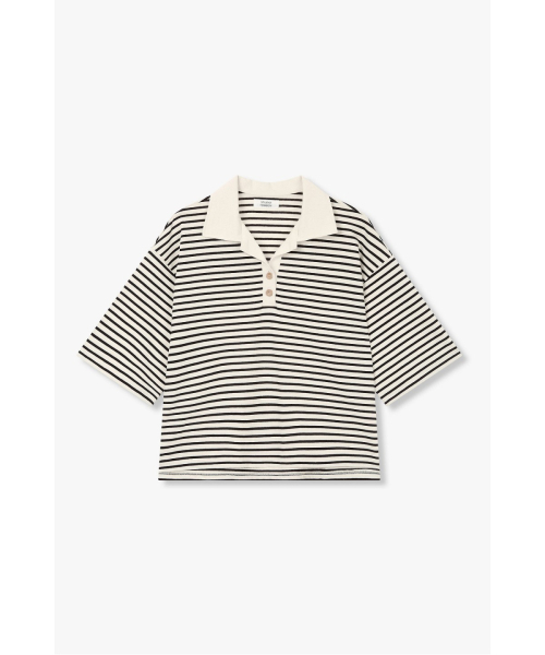 STUDIO TOMBOY(スタジオトムボーイ)の「ストライプセミクロップカラー半袖Tシャツ_アイボリー_9176322999(Tシャツ/カットソー・レディース・アイボリー・OS)」の2枚目の写真