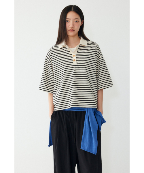 STUDIO TOMBOY(スタジオトムボーイ)の「ストライプセミクロップカラー半袖Tシャツ_アイボリー_9176322999(Tシャツ/カットソー・レディース・アイボリー・OS)」の5枚目の写真