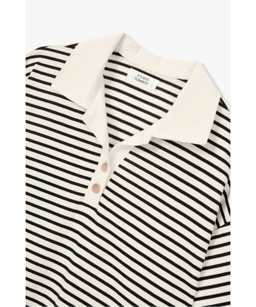 STUDIO TOMBOY(スタジオトムボーイ)の「ストライプセミクロップカラー半袖Tシャツ_アイボリー_9176322999(Tシャツ/カットソー・レディース・アイボリー・OS)」の9枚目の写真