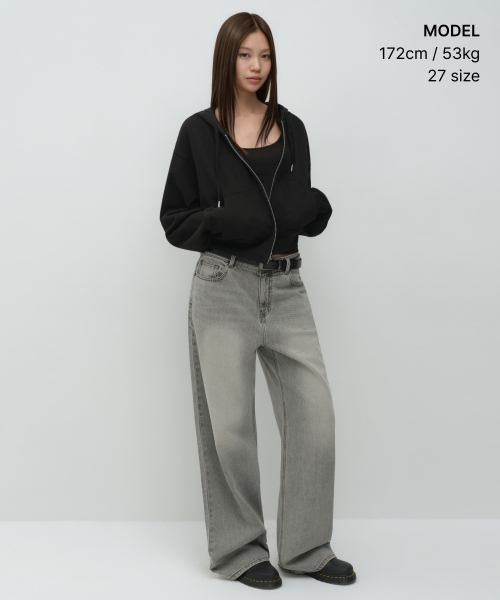 MUSINSA STANDARD WOMAN（ムシンサスタンダードウーマン）の「ウィメンズエッセンシャルエクストラワイドデニムパンツ[ラスティライトグレー]（デニムパンツ・レディース・その他・24/25/26/27/28/29/30）」の2枚目の写真
