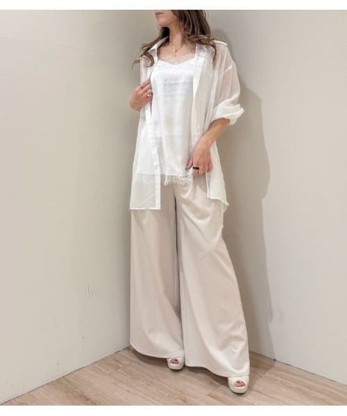 Desert　Rose（デザートローズ）の「【DESERT ROSE/デザートローズ】シアーオーバーサイズシャツ（シャツ/ブラウス・レディース・ホワイト・FREE）」の3枚目の写真