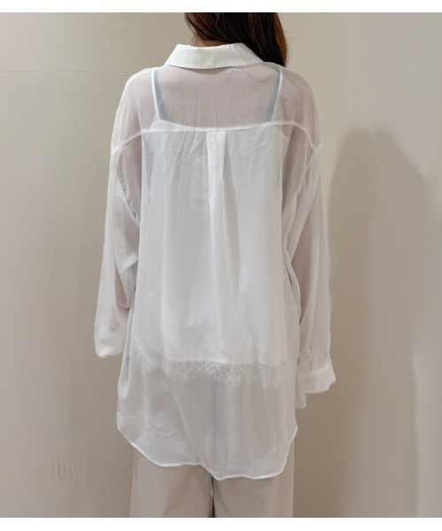 Desert　Rose（デザートローズ）の「【DESERT ROSE/デザートローズ】シアーオーバーサイズシャツ（シャツ/ブラウス・レディース・ホワイト・FREE）」の10枚目の写真