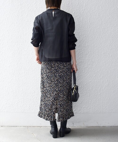 SHIPS any(シップス エニィ)の「SHIPS any:〈手洗い可能〉シアー ワイド トップス × フレンチ ロゴ TEE(シャツ/ブラウス・レディース・ブラック/ナチュラル/キャメル・ONE SIZE)」の13枚目の写真