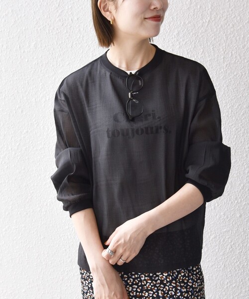 SHIPS any(シップス エニィ)の「SHIPS any:〈手洗い可能〉シアー ワイド トップス × フレンチ ロゴ TEE(シャツ/ブラウス・レディース・ブラック/ナチュラル/キャメル・ONE SIZE)」の15枚目の写真