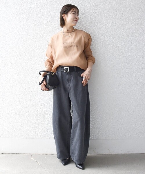 SHIPS any(シップス エニィ)の「SHIPS any:〈手洗い可能〉シアー ワイド トップス × フレンチ ロゴ TEE(シャツ/ブラウス・レディース・ブラック/ナチュラル/キャメル・ONE SIZE)」の20枚目の写真