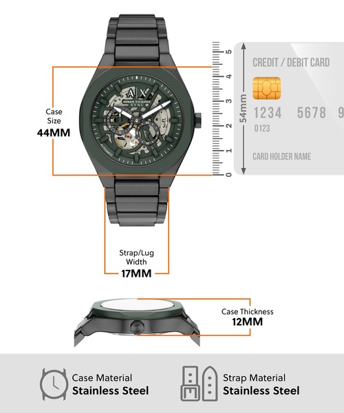 ARMANI EXCHANGE(アルマーニエクスチェンジ)の「アルマーニ・エクスチェンジ 腕時計 メンズ アナログ ステンレス AX4302(アナログ腕時計・メンズ・チャコールグレー・FREE)」の5枚目の写真