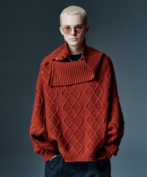 glamb(グラム)の「Double Head Pullover Knit / ダブルヘッドプルオーバーニット(ニット/セーター・メンズ・ブラック/ホワイト/レッド・M/L)」の17枚目の写真