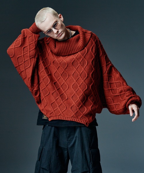 glamb(グラム)の「Double Head Pullover Knit / ダブルヘッドプルオーバーニット(ニット/セーター・メンズ・ブラック/ホワイト/レッド・M/L)」の18枚目の写真