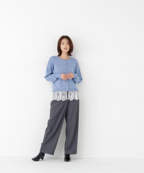 NATURAL BEAUTY BASIC(ナチュラルビューティーベーシック)の「裾レースドッキングニット(ニット/セーター・レディース・チャコールグレー/ベージュ/ブルー・FREE)」の20枚目の写真