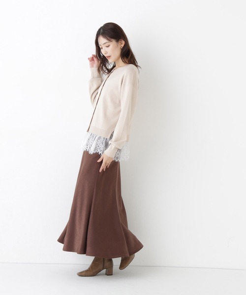 NATURAL BEAUTY BASIC(ナチュラルビューティーベーシック)の「裾レースドッキングニット(ニット/セーター・レディース・チャコールグレー/ベージュ/ブルー・FREE)」の18枚目の写真