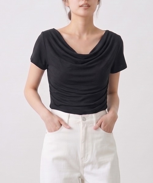 Kuroba(クロバ)の「ドレープ半袖Tシャツ(Tシャツ/カットソー・レディース・ブラック/ブラウン/ピンク/オフホワイト/アイボリー・FREE)」の19枚目の写真