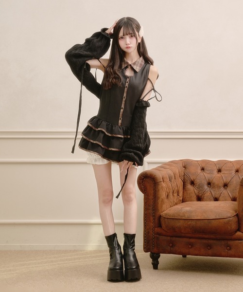 Pal elfy(パルエルフィー)の「パンツ付きデザインチェックワンピース(ワンピース・レディース・ベージュ/ブラック・フリー)」の18枚目の写真