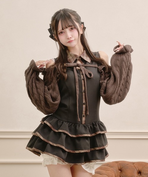 Pal elfy(パルエルフィー)の「パンツ付きデザインチェックワンピース(ワンピース・レディース・ベージュ/ブラック・フリー)」の8枚目の写真