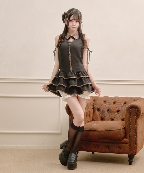Pal elfy(パルエルフィー)の「パンツ付きデザインチェックワンピース(ワンピース・レディース・ベージュ/ブラック・フリー)」の12枚目の写真