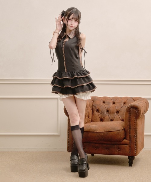Pal elfy(パルエルフィー)の「パンツ付きデザインチェックワンピース(ワンピース・レディース・ベージュ/ブラック・フリー)」の13枚目の写真