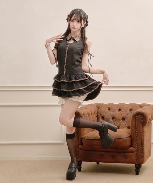 Pal elfy(パルエルフィー)の「パンツ付きデザインチェックワンピース(ワンピース・レディース・ベージュ/ブラック・フリー)」の14枚目の写真