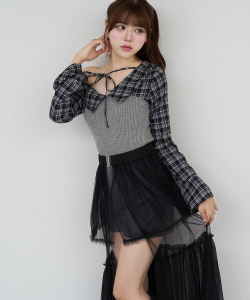 Belle Charme（ベルシャルム）の「【Belle Charme】2way Skirt Belt Short Pants（その他パンツ・レディース・チャコールグレー/ブラック/ブラウン・FREE）」の2枚目の写真