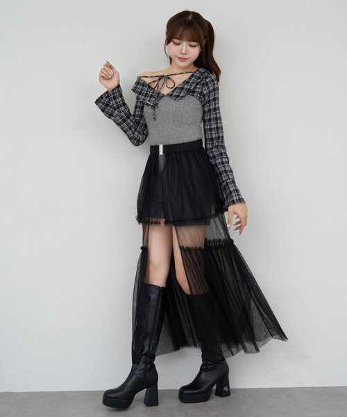 Belle Charme（ベルシャルム）の「【Belle Charme】2way Skirt Belt Short Pants（その他パンツ・レディース・チャコールグレー/ブラック/ブラウン・FREE）」の5枚目の写真