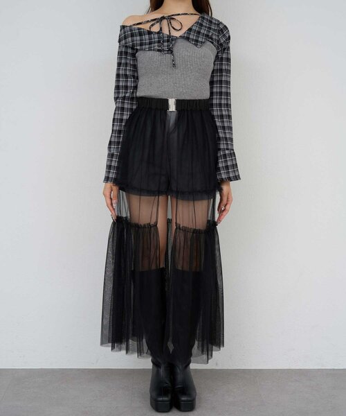 Belle Charme（ベルシャルム）の「【Belle Charme】2way Skirt Belt Short Pants（その他パンツ・レディース・チャコールグレー/ブラック/ブラウン・FREE）」の6枚目の写真