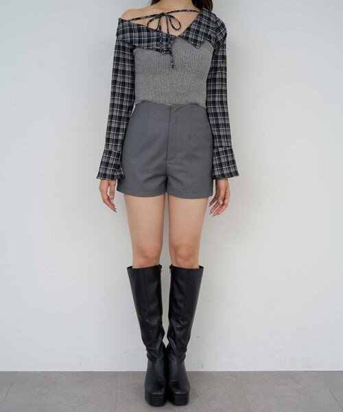 Belle Charme（ベルシャルム）の「【Belle Charme】2way Skirt Belt Short Pants（その他パンツ・レディース・チャコールグレー/ブラック/ブラウン・FREE）」の9枚目の写真