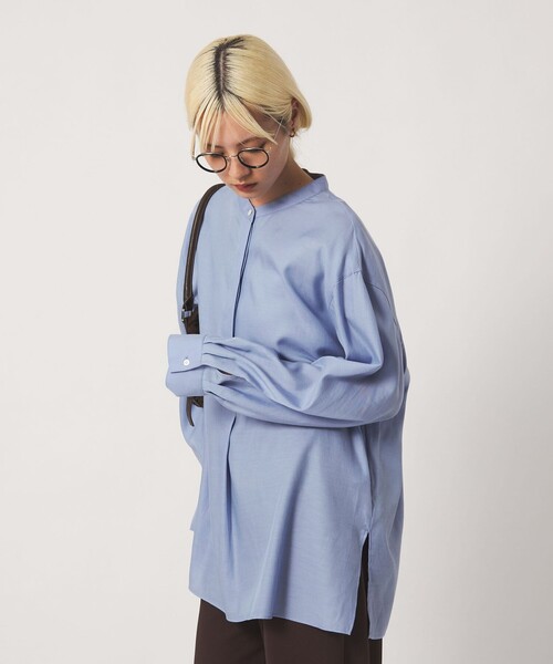 BEAUTY&YOUTH UNITED ARROWS(ビューティーアンドユースユナイテッドアローズ)の「キュプラコットン スキッパー ブラウス(シャツ/ブラウス・レディース・ライトブルー/ホワイト/ダークブラウン・FREE)」の1枚目の写真