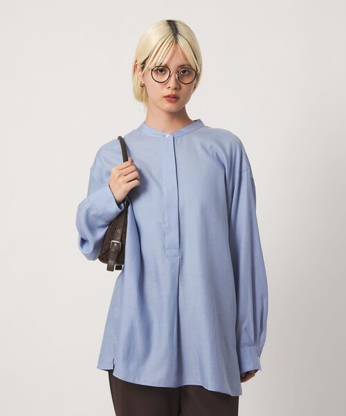 BEAUTY&YOUTH UNITED ARROWS(ビューティーアンドユースユナイテッドアローズ)の「キュプラコットン スキッパー ブラウス(シャツ/ブラウス・レディース・ライトブルー/ホワイト/ダークブラウン・FREE)」の4枚目の写真