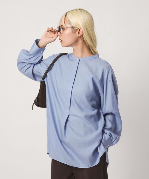 BEAUTY&YOUTH UNITED ARROWS(ビューティーアンドユースユナイテッドアローズ)の「キュプラコットン スキッパー ブラウス(シャツ/ブラウス・レディース・ライトブルー/ホワイト/ダークブラウン・FREE)」の5枚目の写真