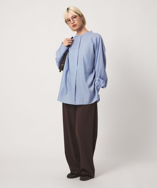 BEAUTY&YOUTH UNITED ARROWS(ビューティーアンドユースユナイテッドアローズ)の「キュプラコットン スキッパー ブラウス(シャツ/ブラウス・レディース・ライトブルー/ホワイト/ダークブラウン・FREE)」の6枚目の写真