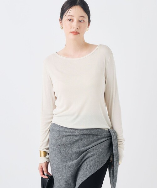 NOLLEY’S(ノーリーズ)の「ウォッシャブルカシミヤ混三角ストール(ニット/セーター・レディース・オフホワイト/グレー・FREE)」の21枚目の写真