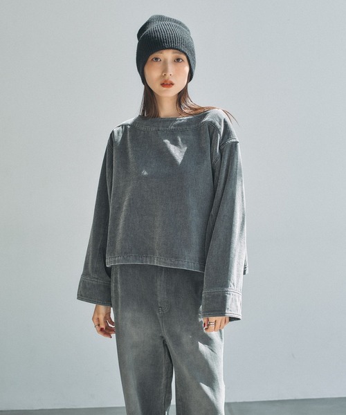 LEPSIM(レプシィム)の「MOUL/デニムプルオーバー 647562(Tシャツ/カットソー・レディース・ブルー/グレー・FREE)」の2枚目の写真