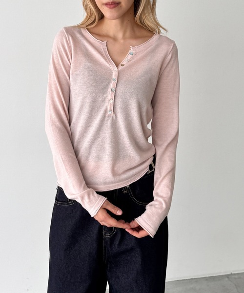 CANAL JEAN(キャナルジーン)の「El mar シルク混スキッパーニット(ニット/セーター・レディース・ブラウン/チャコールグレー/ピンク・ONE SIZE)」の3枚目の写真