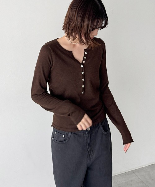 CANAL JEAN(キャナルジーン)の「El mar シルク混スキッパーニット(ニット/セーター・レディース・ブラウン/チャコールグレー/ピンク・ONE SIZE)」の10枚目の写真