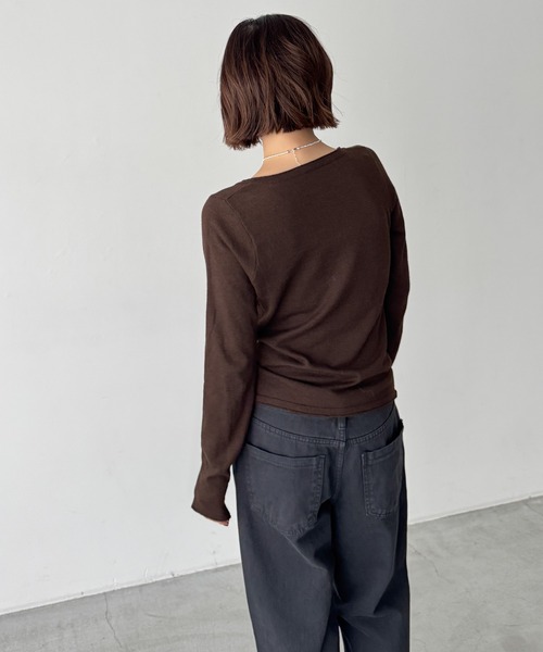 CANAL JEAN(キャナルジーン)の「El mar シルク混スキッパーニット(ニット/セーター・レディース・ブラウン/チャコールグレー/ピンク・ONE SIZE)」の12枚目の写真